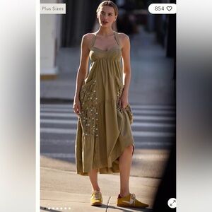 Daily Practice NEW‎ WITH TAGS Top Tier Utility Sweetheart Midi Dress small boho